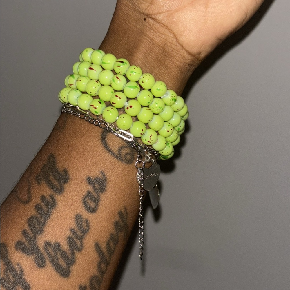 Lime Green Beaded Bracelet Set